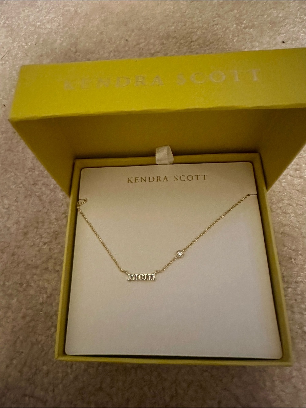 Kendra Scott Gold-tone "Mom" Script Necklace with Crystal Accent